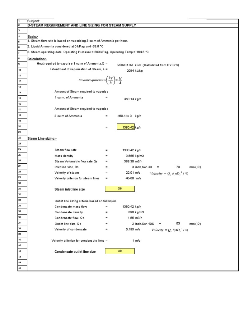 Calculating the Area Required for Heat Transfer and Length of Steam