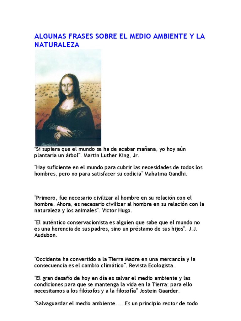 Frases Inspiradoras sobre el Medio Ambiente | PDF | Naturaleza ...