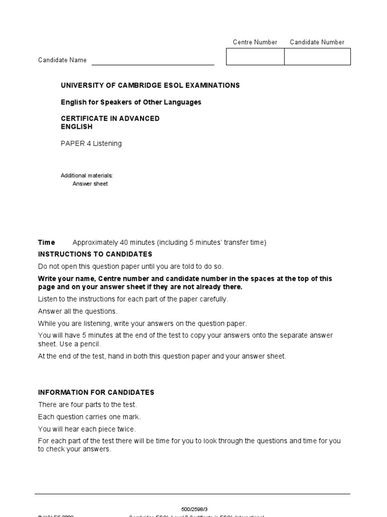 Cae Listening Final (Top Tips) | PDF