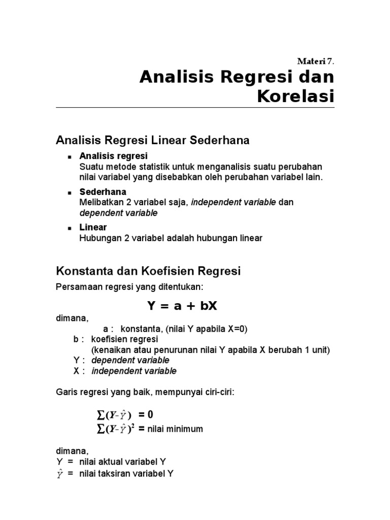 Materi 8 Analisis Regresi Dan Korelasi