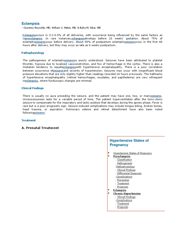 Eclampsia Pathophysiology PDF Hypertension Blood Pressure