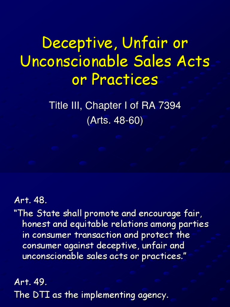 Unfair and Deceptive Sales Practices | PDF | Business