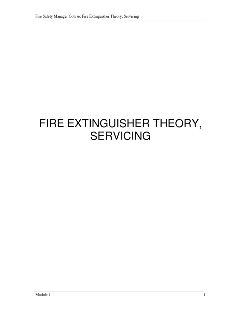 Fire Safety Manager Course Fire Extinguisher Theory, Servicing PDF