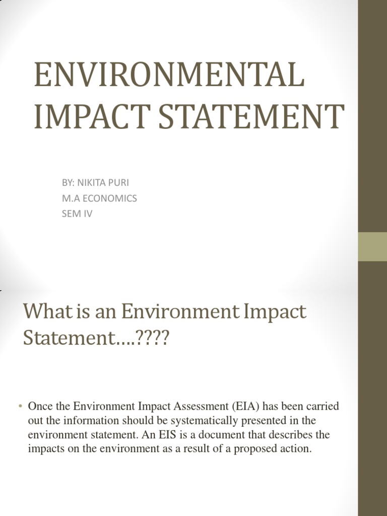 Understanding Environmental Impact Statements | PDF | National ...