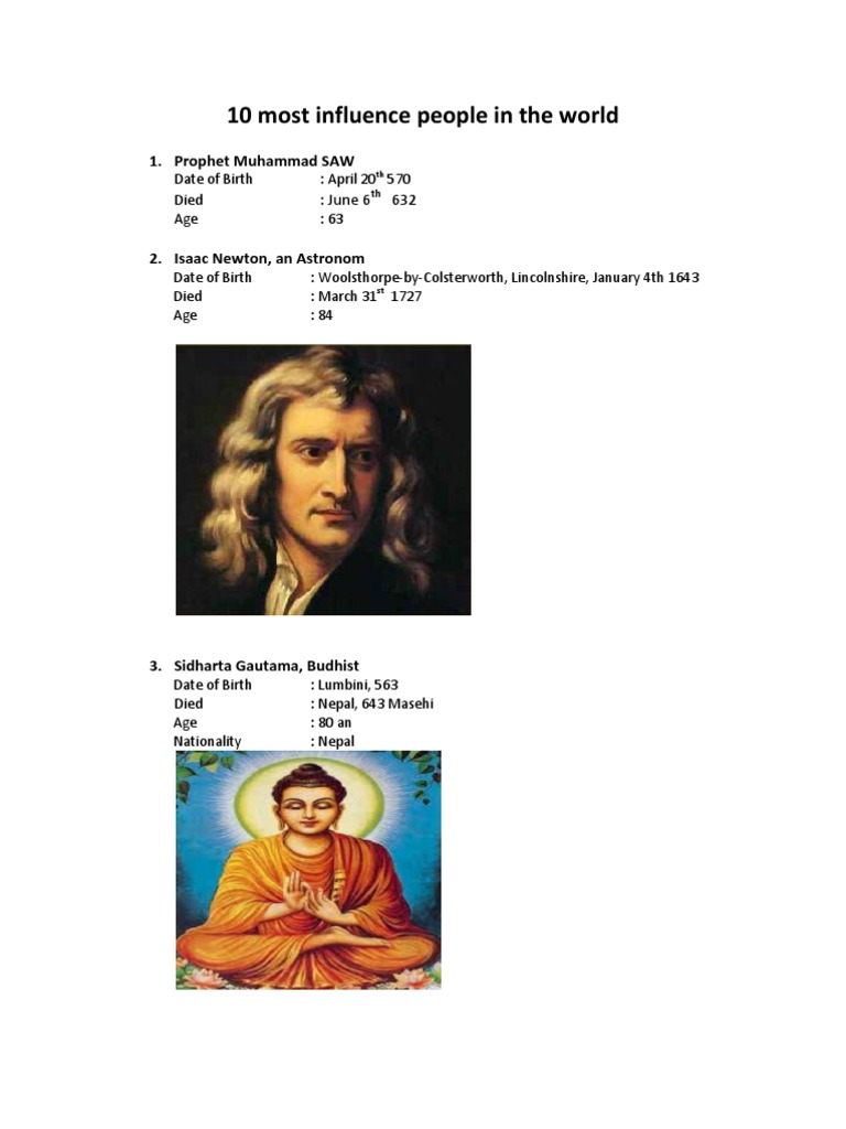 Top 10 Most Influential People Ever | PDF