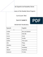 Spanish Rosetta Stone Vocabulary
