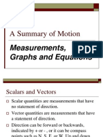 A Summary of Motion: Measurements, Graphs and Equations