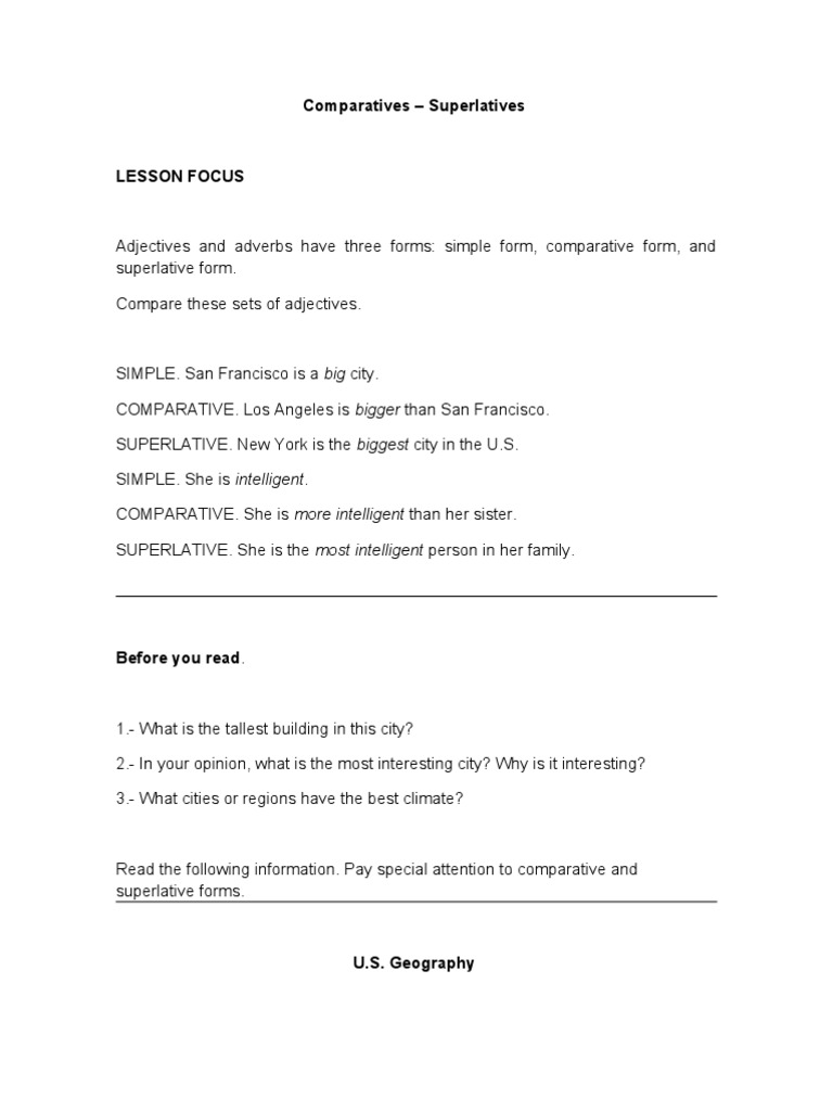 Understanding Comparatives and Superlatives | PDF | Adjective | Adverb