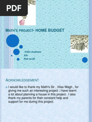 Maths Project on Home Budget
