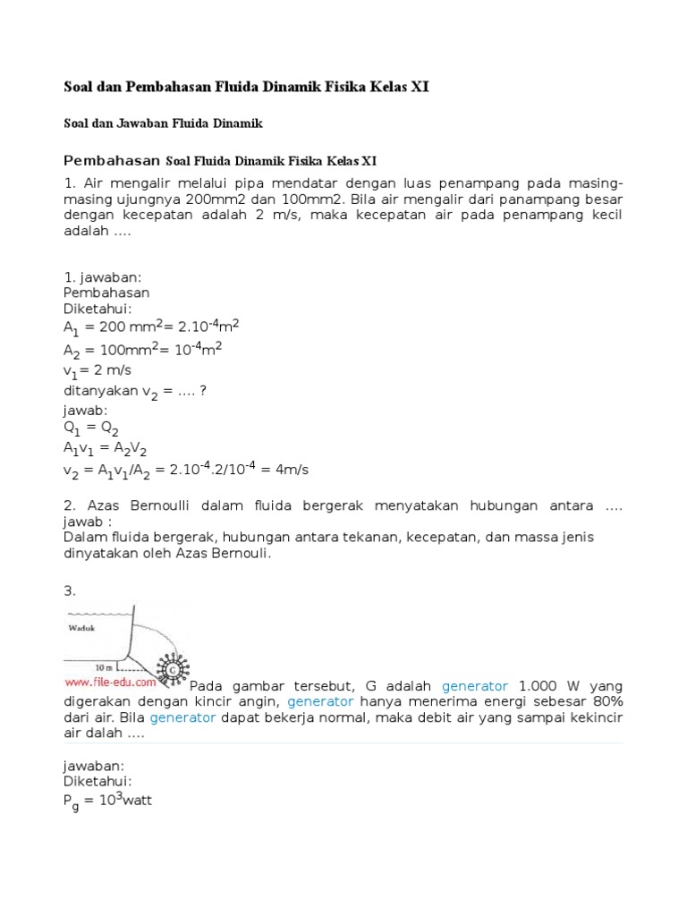 Contoh Soal Dan Pembahasan Fluida Statis Dan Dinamis Dapatkan Contoh