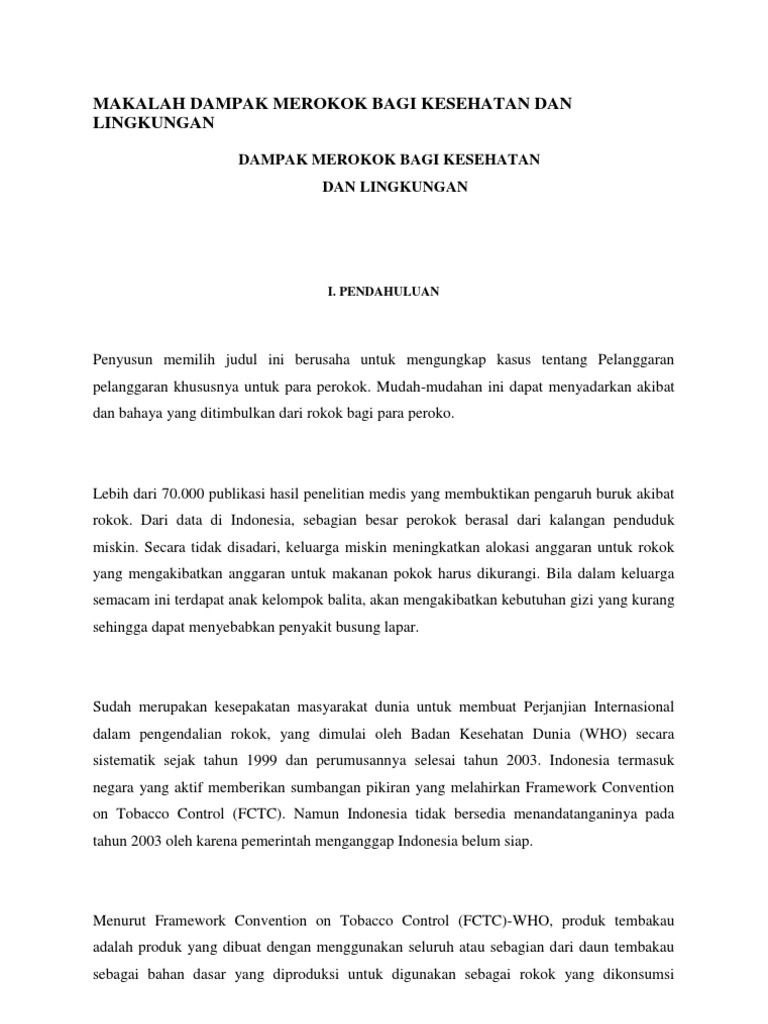 Makalah Dampak Merokok Bagi Kesehatan Dan Lingkungan