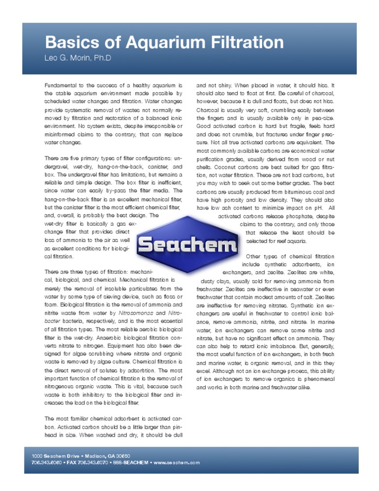 Aquarium Filtration | PDF | Aquarium | Chemical Substances