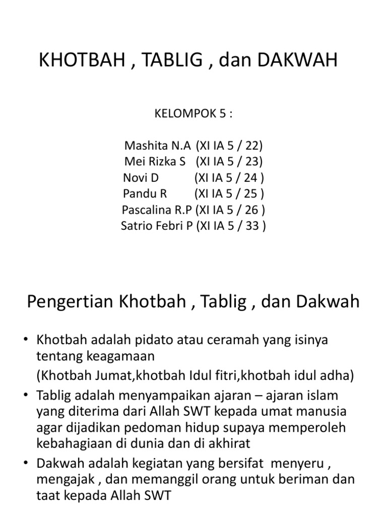 Khotbah Tablig Dan Dakwah