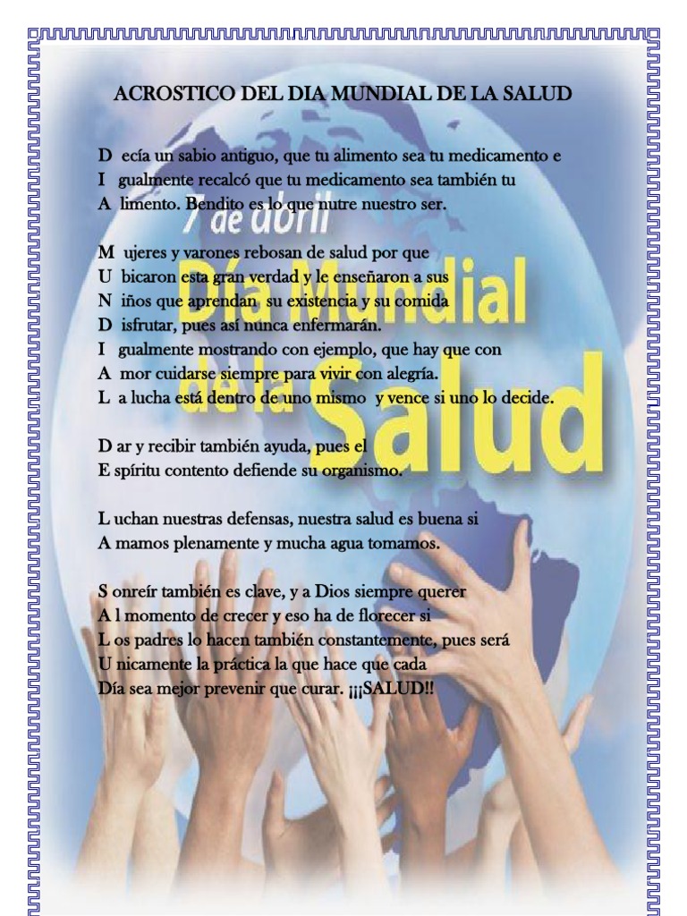 Acrostico Del Dia Mundial de La Salud