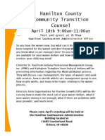 Hamilton County Community Transition CounselApril 18th 9:00am-11:00amor Apirl 18, 20 13.