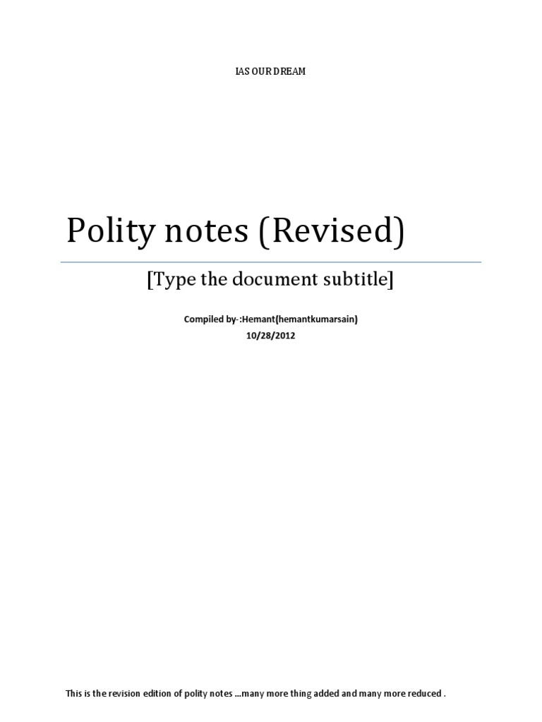 Complete Notes 4 Polity | PDF | Supreme Court Of India | United States ...