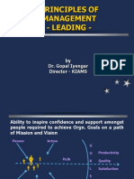 Principles of Management - Leading - : by Dr. Gopal Iyengar Director - KIAMS