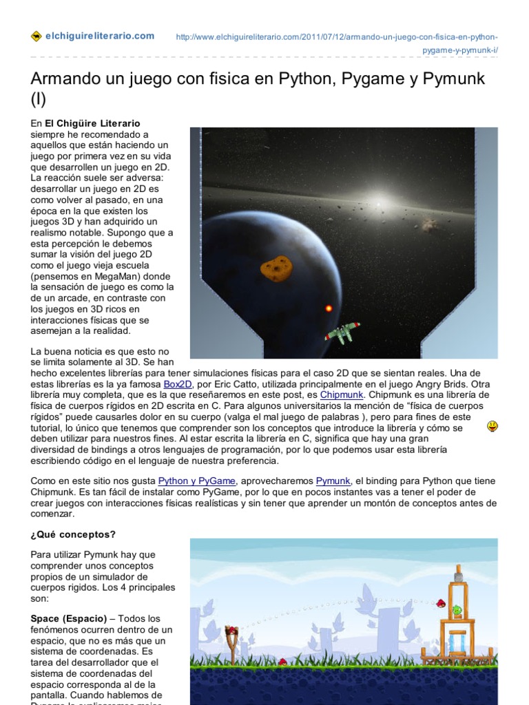 Armando Un Juego Con Fisica en Python Pygame y Pymunk I | PDF | Informática