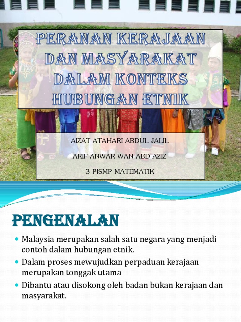 Peranan Kerajaan Dan Masyarakat Dalam Konteks Hubungan Etnik Pdf