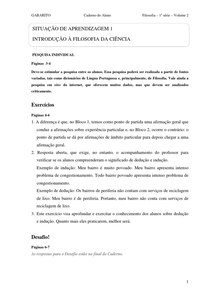 Caderno Do Aluno Filosofia 1 Ano Volume 2