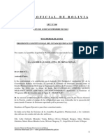 Ley 308 Aprobación del Préstamo suscrito entre Bolivia y la CAF destinados a financiar el