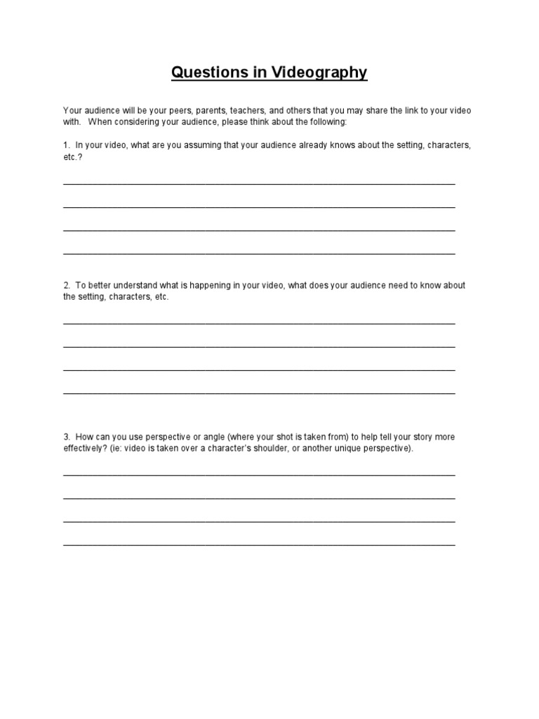 Videography Audience Engagement Guide | PDF