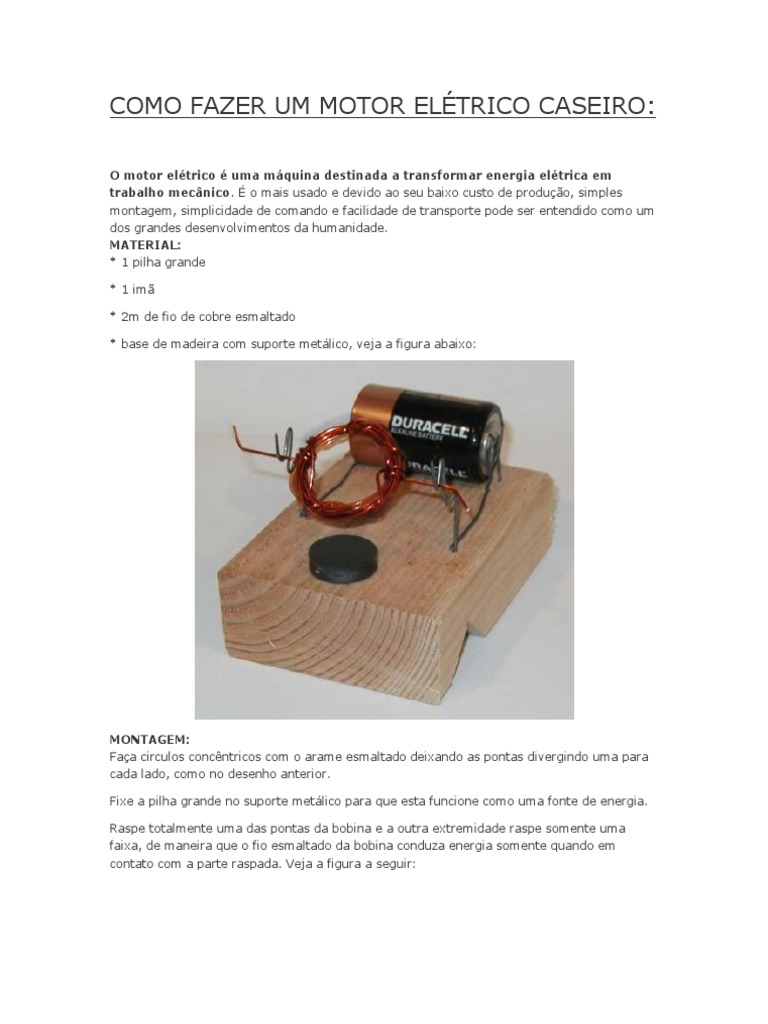 COMO FAZER UM MOTOR ELÉTRICO CASEIRO