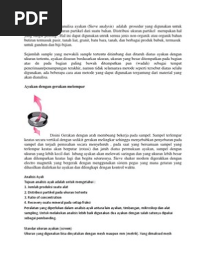 Analisa Saringan Atau Analisa Ayakan Pdf