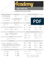 Derivatives Formula Sheet Condensed