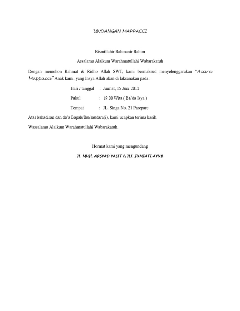 Undangan Mappacci
