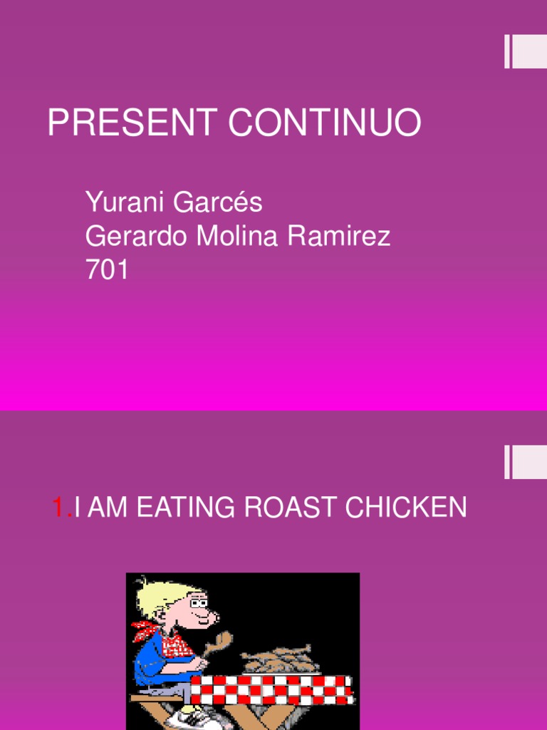 Present Continuous Sentences | PDF | Cooking, Food & Wine | Home & Garden