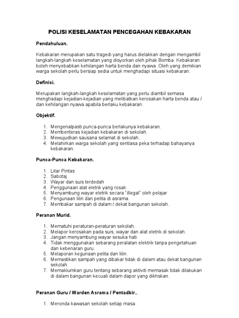 Keselamatan Pencegahan Kebakaran Pdf