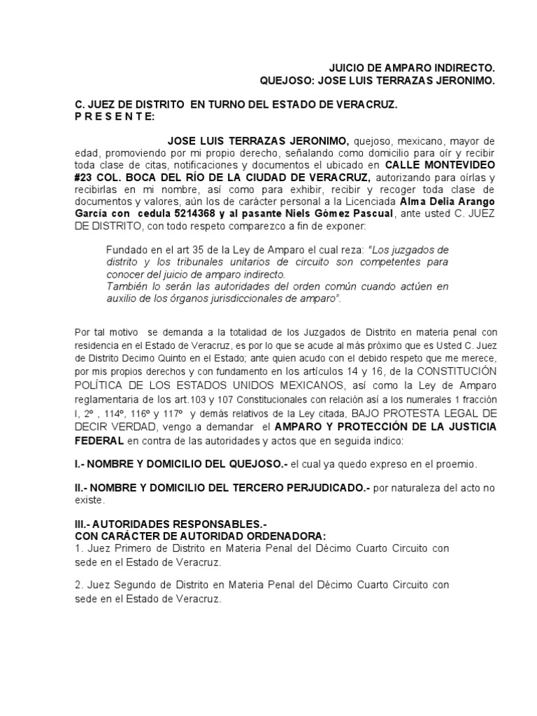 Amparo Indirecto contra Orden de Aprehensión | PDF | Caso de ley | Juez