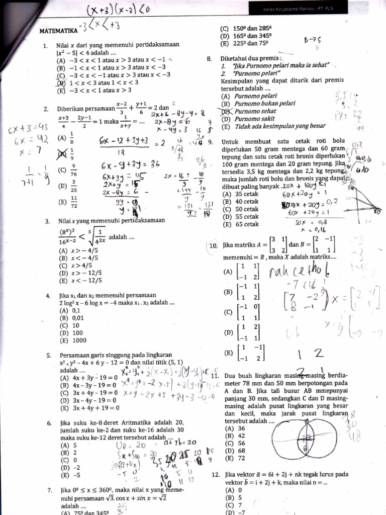 Contoh Soal Tes Akademik Pln Teknik Administrasi