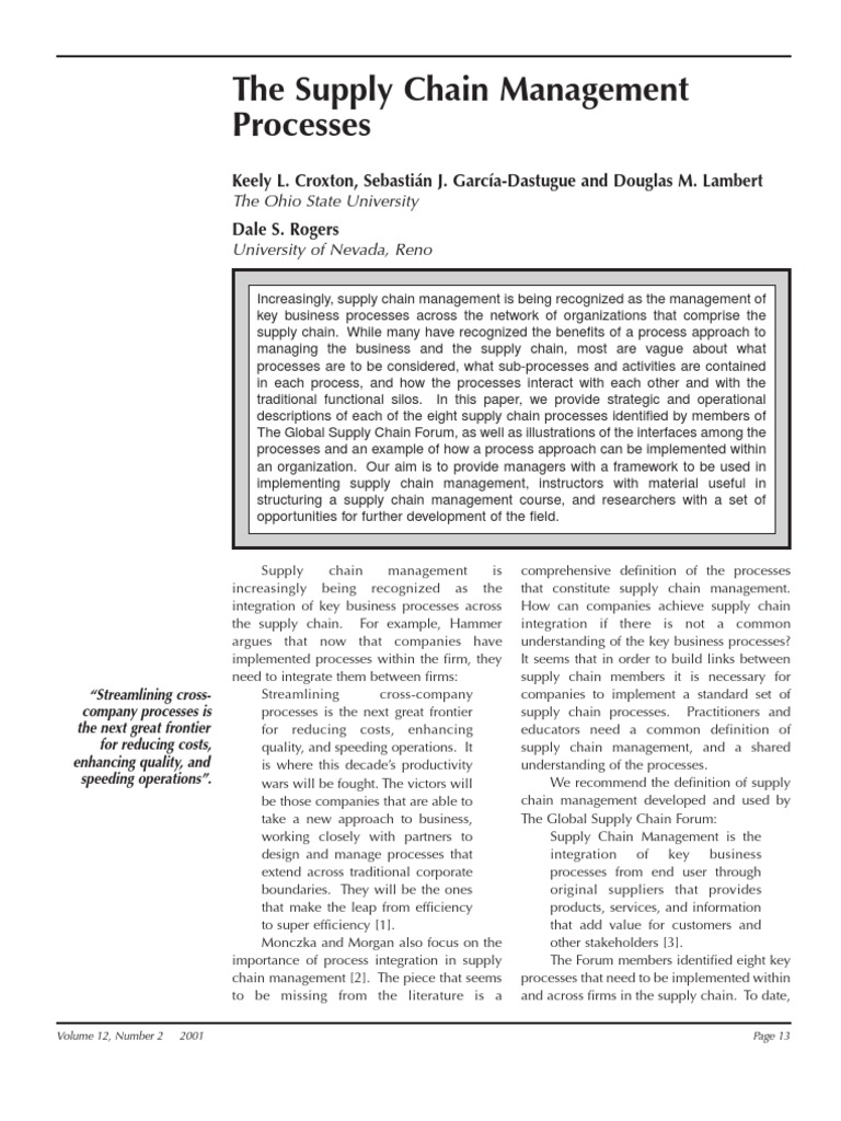 The Supply Chain Management Processes | PDF
