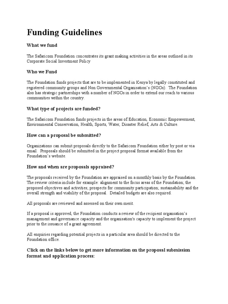 Funding Guidelines: What We Fund | PDF