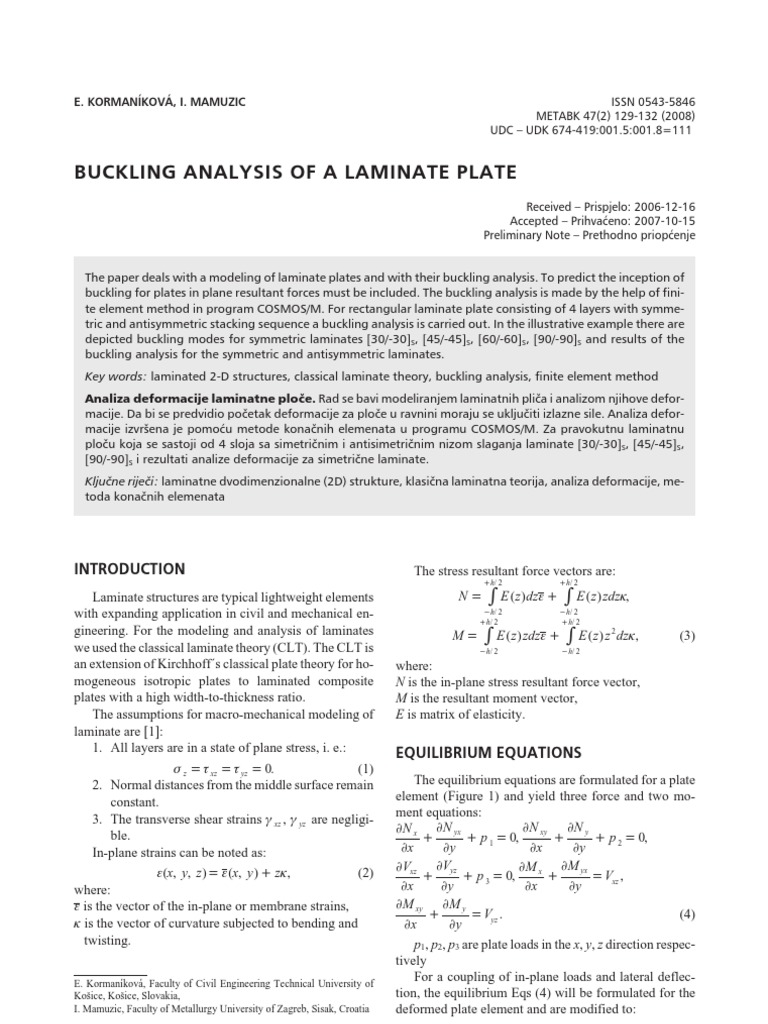 Buckling Analysis of A Laminate Plate | PDF | Buckling | Finite Element ...