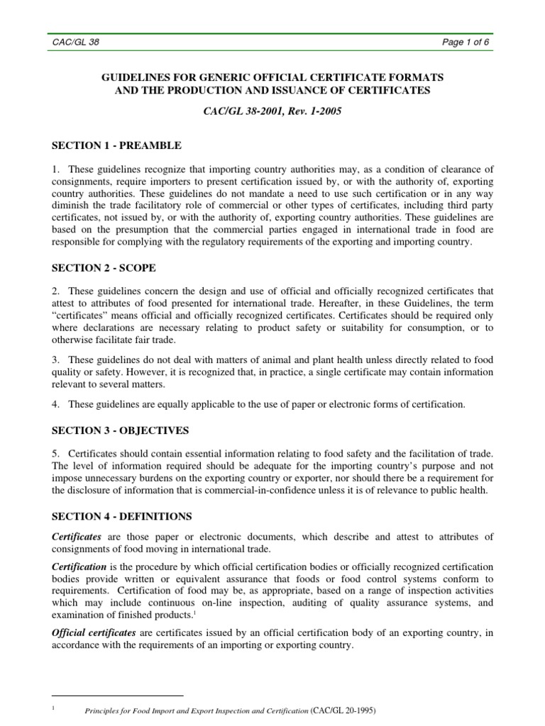 CACGL 38 CODEX Format Si Continut Certificat PDF Certification