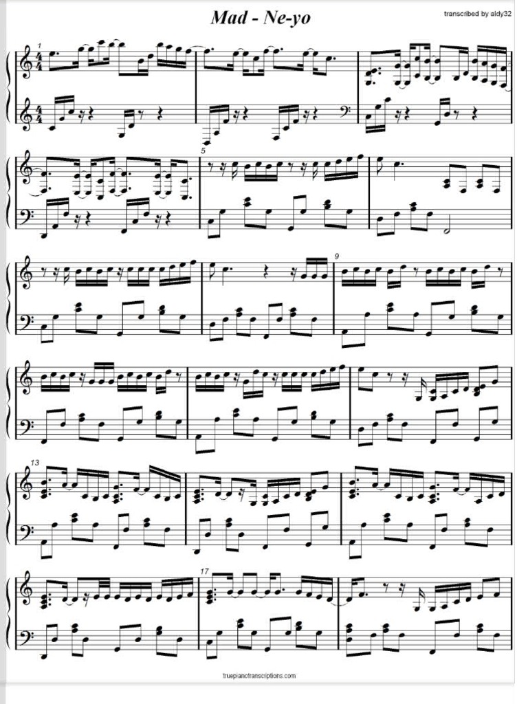 Mad Neyo Piano Sheet Music