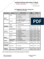 Final Term Examination Time Table - April-May 2013: Grade 9 Science & Commerce