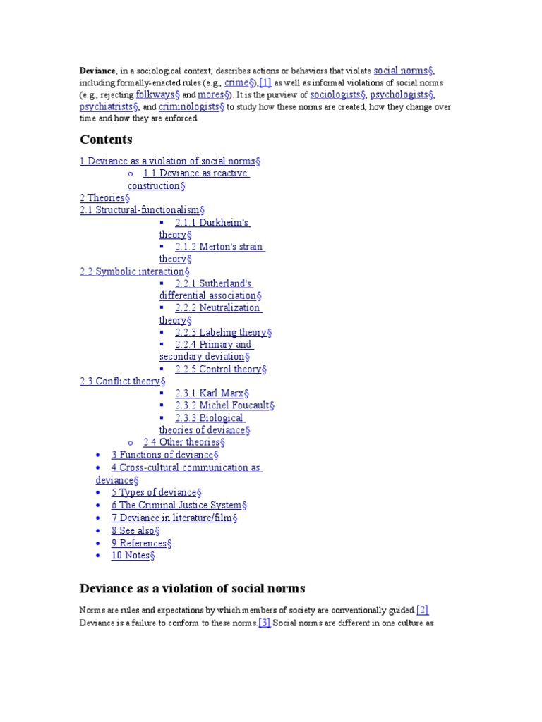 Deviance | PDF | Deviance (Sociology) | Norm (Social)