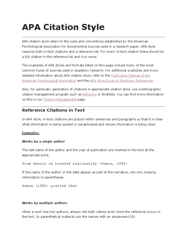 APA Citation Style | PDF | Citation | Apa Style