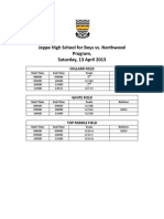 Final Rugby Schedule of Games For Northwood - 13 April 2013