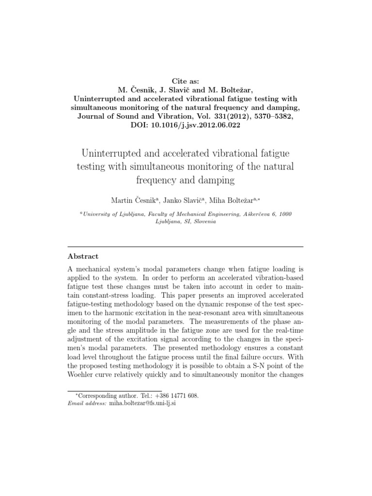 Accelerated Vibrational Fatigue Testing | PDF | Fatigue (Material ...