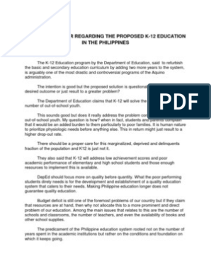k 12 preparation for college philippines research paper