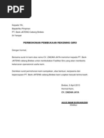 Surat Permohonan Buka Rekening Baru Perusahaan
