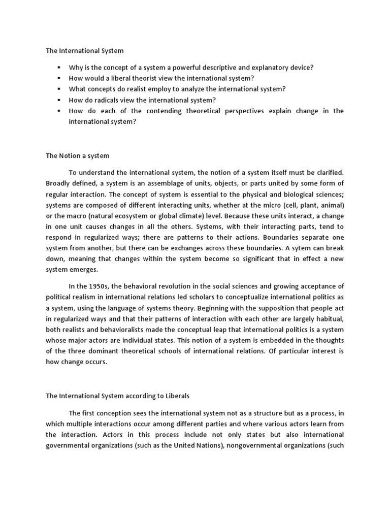 Understanding the International System | PDF | System | International ...