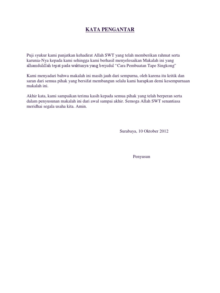 Cara Pembuatan Tape Singkong