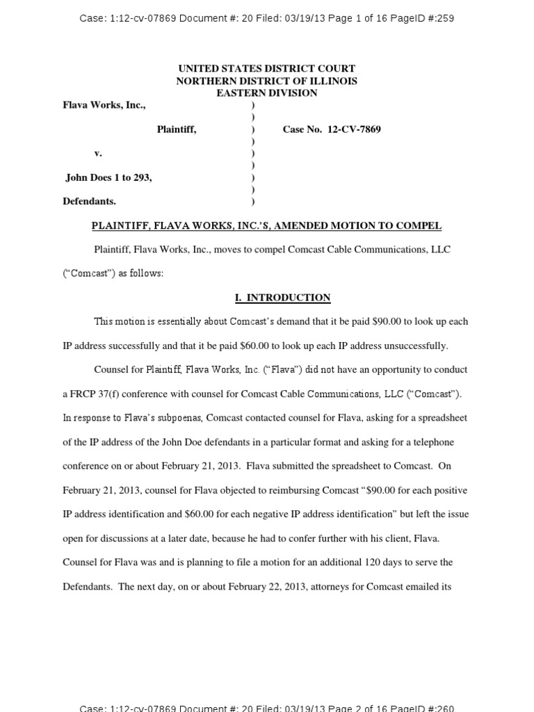 Document 20 Motion to Compel Federal Rules Of Civil Procedure Joinder