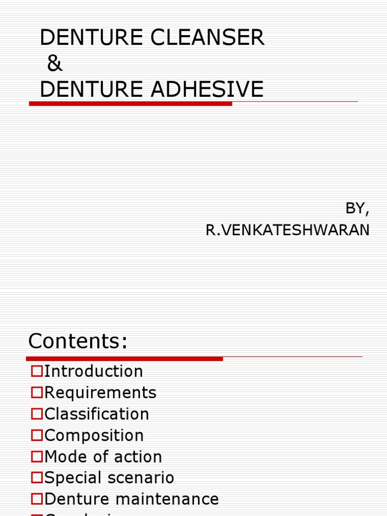 Denture Adheives PDF Dentures Bleach